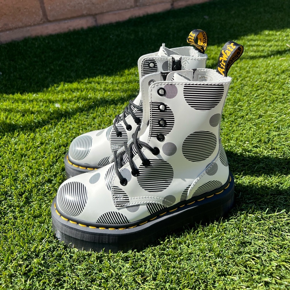 DR. MARTENS JADON POLKA DOT SMOOTH LEATHER PLATFORM BOOTS